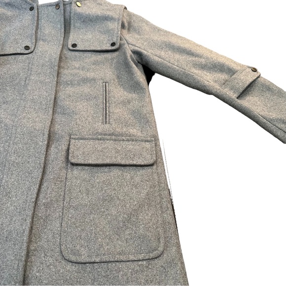 A.L.C. / HOODED WOOL-BLEND COAT / Grey / Small - Picture 12 of 16